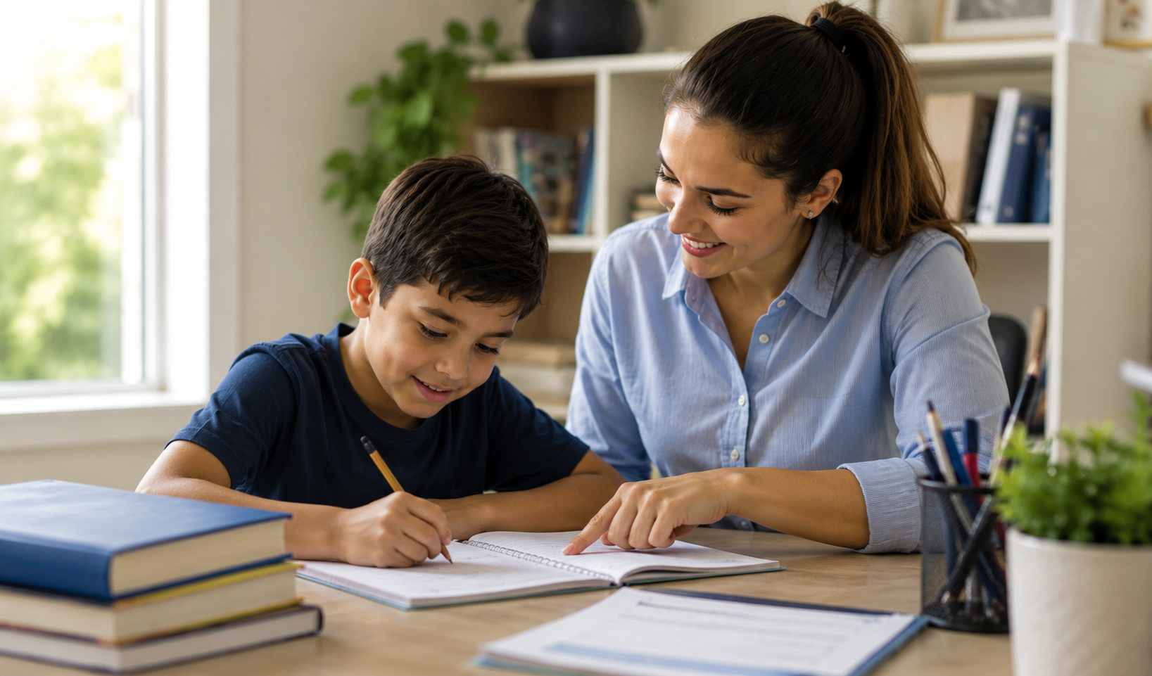 A tutor helping a young student